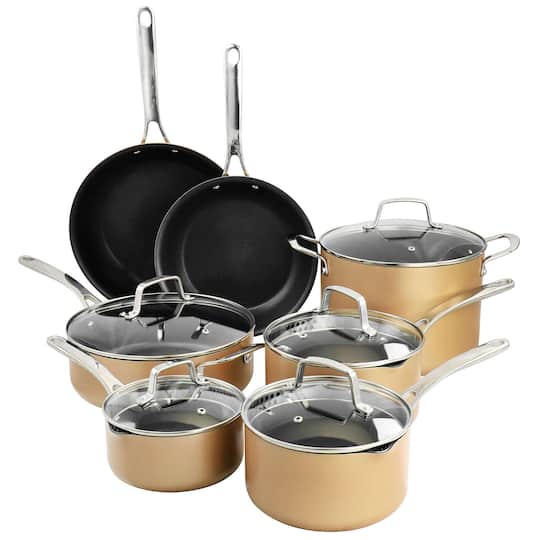 Martha Stewart; Martha Stewart Copper 12 Piece Hard Anodized Nonstick Aluminum Cookware Set; Category:Cookware Sets; Image:1